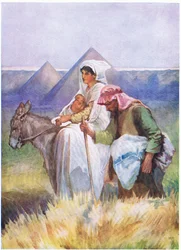Die Flucht nach Ägypten, aus Das Bibelbilderbuch veröffentlicht von Thomas Nelson, ca. 1950